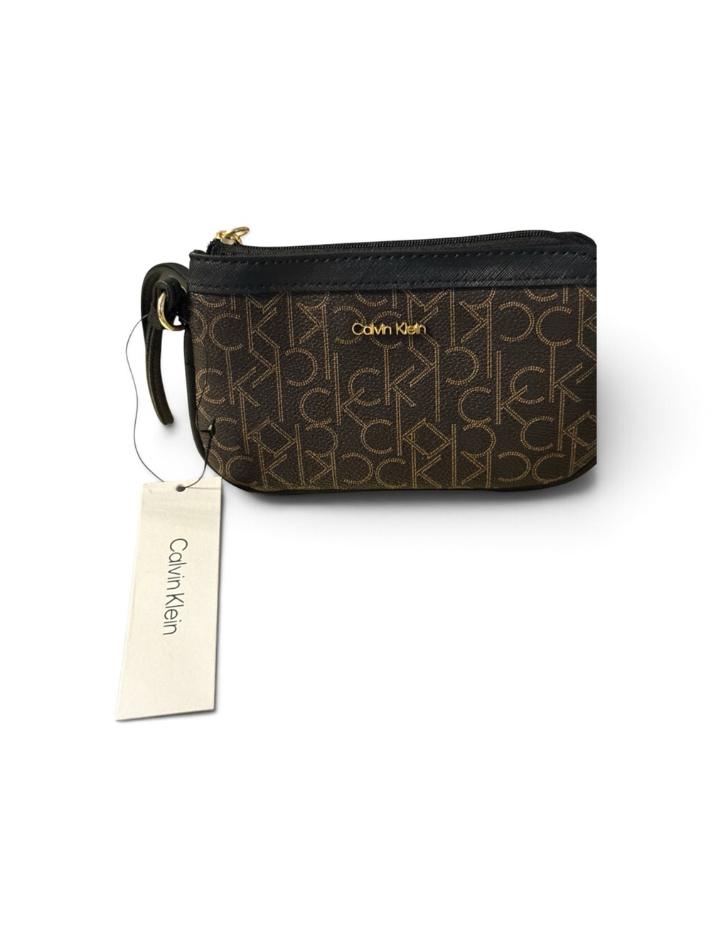 Calvin Klein CK Monogram Wristlet Black & Brown NWT